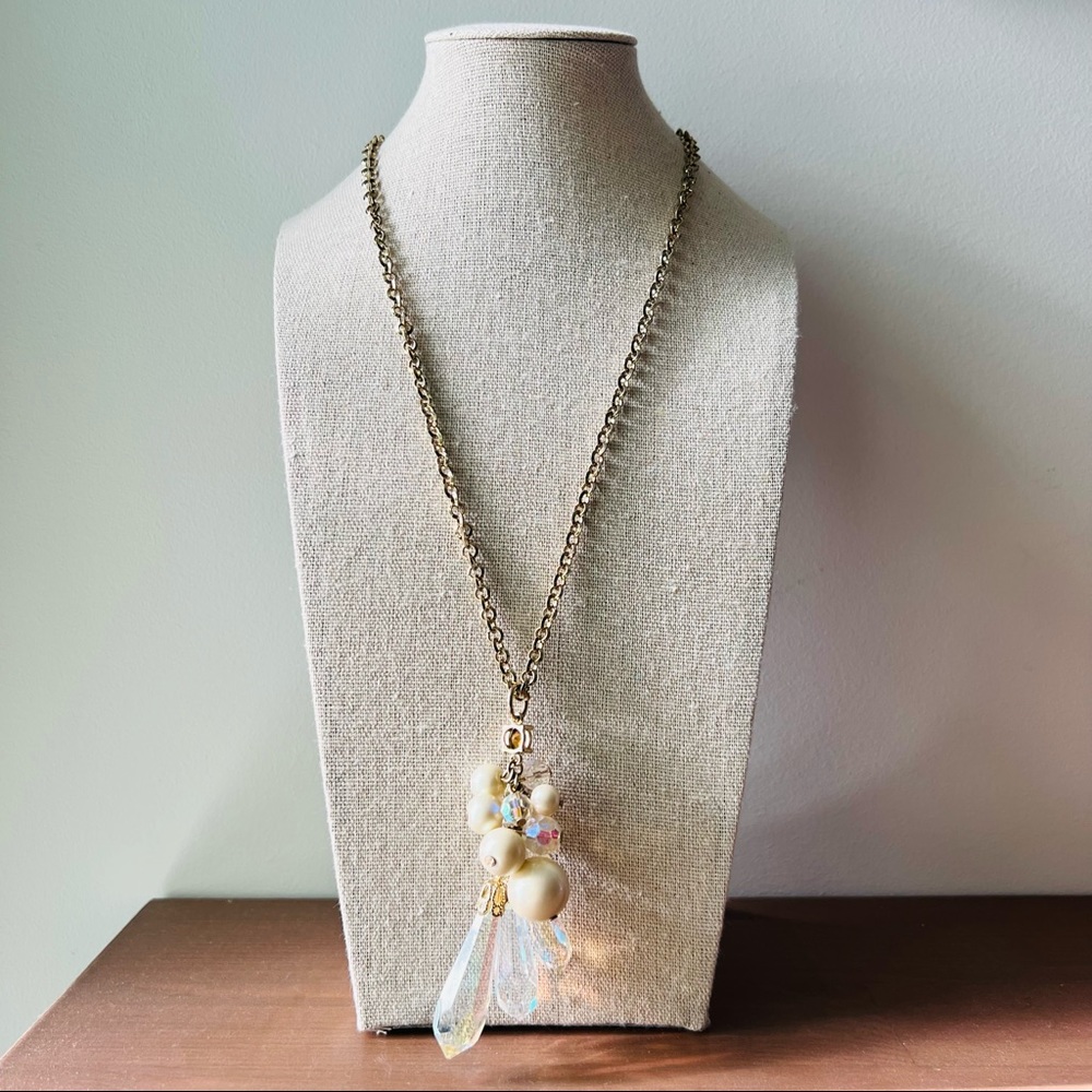 Ann Taylor Beaded, Crystal, tassel Necklace